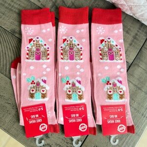 Lot of Christmas Gingerbread Girl House Knee High Socks teacher friends gifts